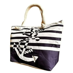 Auckland Outdoor - Bolso Playa Lona Algodon Con Cierre Ancla Azul