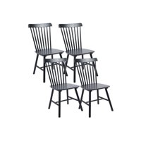 Habita2 Chile - Pack 4 Sillas Windsor Madera Maciza De Alta Calidad Estructura Fuerte Barnizado Semi Matte - Negro