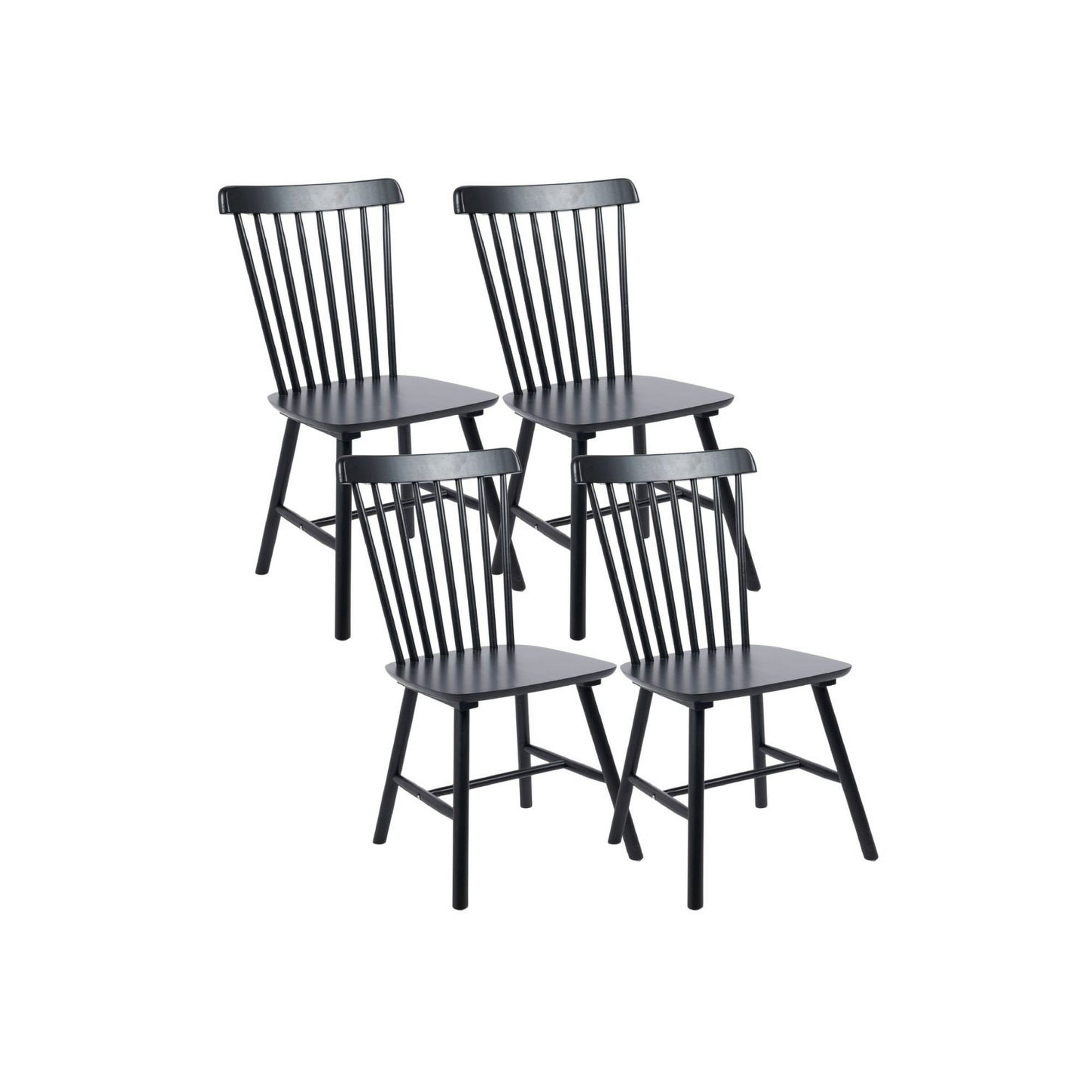 Habita2 Chile - Pack 4 Sillas Windsor Madera Maciza De Alta Calidad Estructura Fuerte Barnizado Semi Matte - Negro