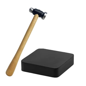 Magideal - Martillo De Acero Con Bloque De Banco De Goma Cuadrado, Herramienta De Joyero Antideslizante Para Martillar, Aplanar, Metal, Dapping, Herramientas De