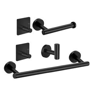 Bothyi - Juego De Accesorios De Baño De Acero Inoxidable Barra De Toalla Redonda Para Inodoro De Baño Negro