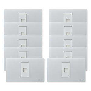 Want - Pack 10 Toma Internet Metálico Rj65 - Gris Blanco