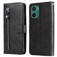 Gangxun - Funda Con Cremallera Para Motorola Moto E15, Carcasa Cartera De Cuero Pu Con Soporte Y Tarjetero
