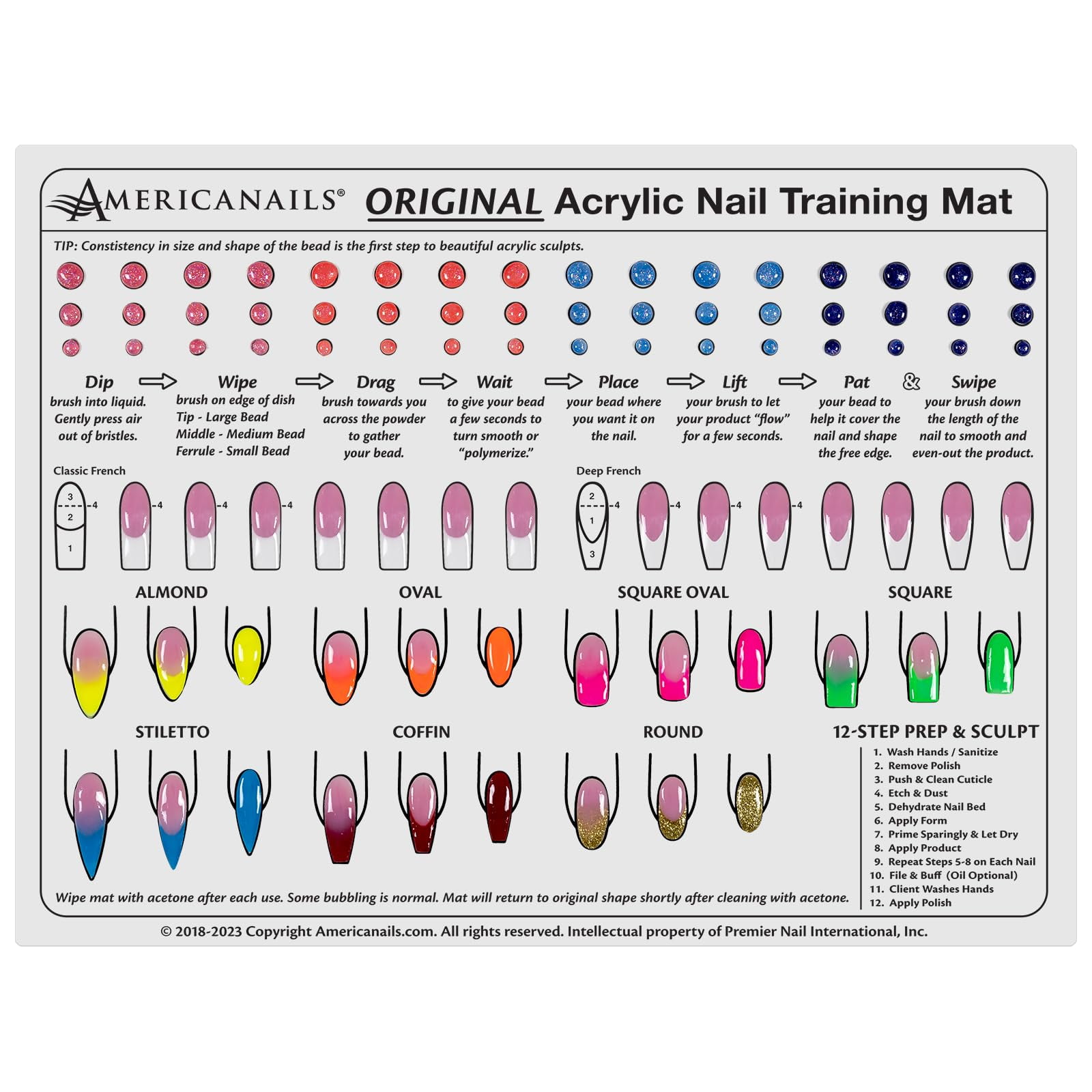 Americanails .com - Entrenador De Uñas Acrílicas Y Silicona De Training Mat Americanails