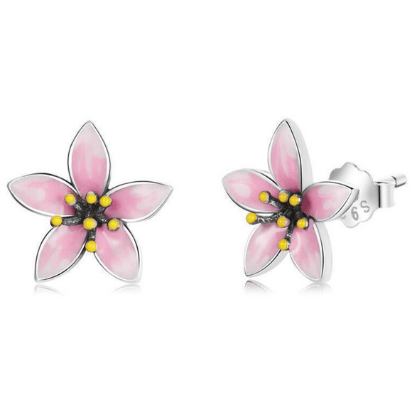 Aros Flor Sakura en Plata 925
