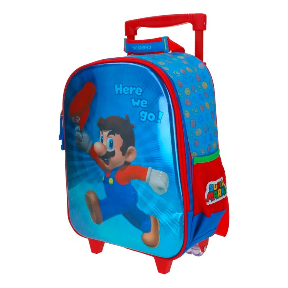 Mario Bros - Mochila Con Ruedas Pequeña Infantil Original Super Mario