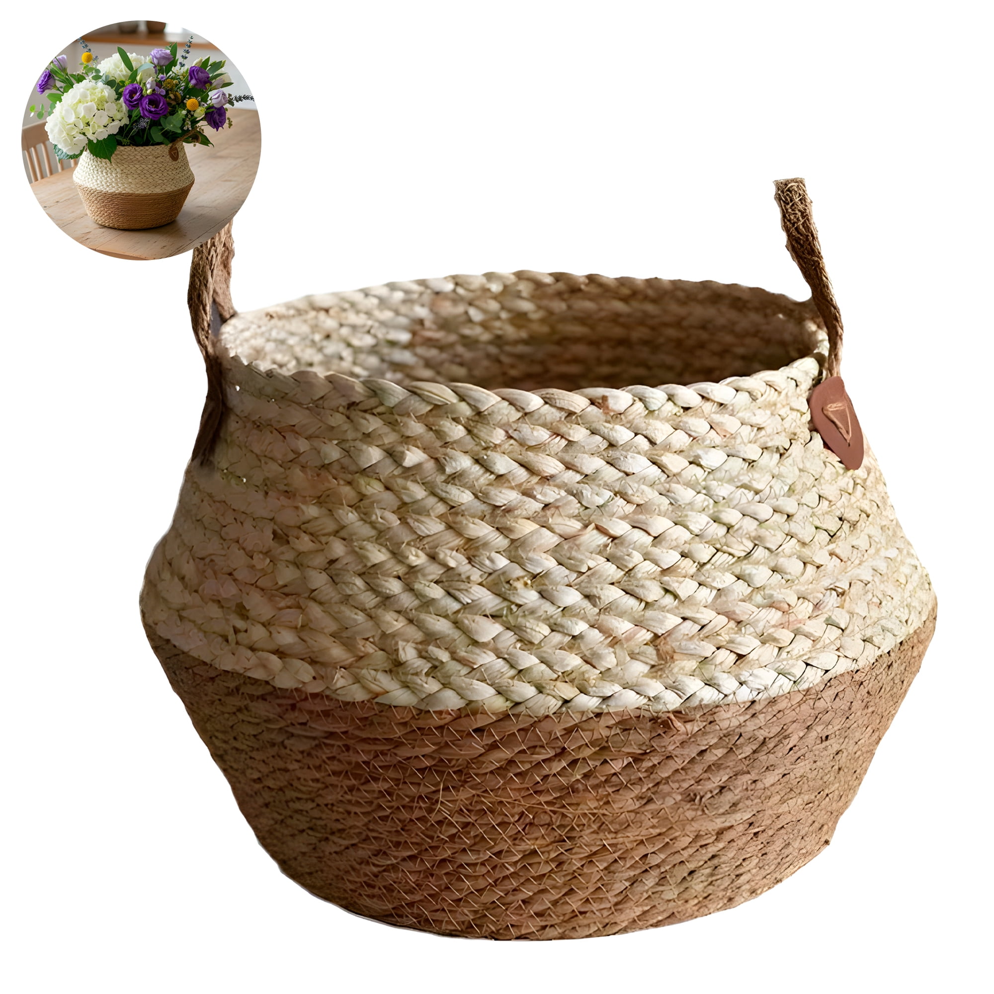 Mgm Importaciones - Canasto Macetero Yute Cesta Tejido Beige Hogar 30x29cm