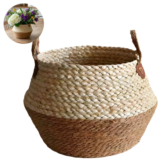 Canasto Macetero Yute Cesta Tejido Beige Hogar 30x29cm
