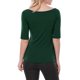 thumbnail image 3 of INSPIRE CHIC Camisetas de Mujer para Regreso a Clases con Cuello de Barco, Mangas Medias, Ajustadas, para Capas, Camiseta Suave XS Verde Oliva, 3 of 8