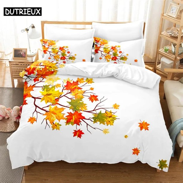 Leaf Bedding Set Maple Leaf Duvet Cover Set Bedding Digital Printing Bed Linen Duvet Cover