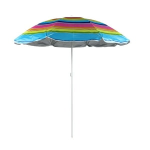 Genérico - Sombrilla Reclinable 2.20 Mts Diametro Playa Camping Diseño Rayas Colores Variados