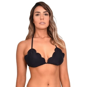 Samia - Bikini Estilo Triangulo Con Bordes Ovalados Color Negro S