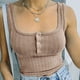 thumbnail image 3 of Blusa informal corta con cuello cuadrado y mangas abullonadas para mujer, de punto, con botones delanteros, para verano, 3 of 6