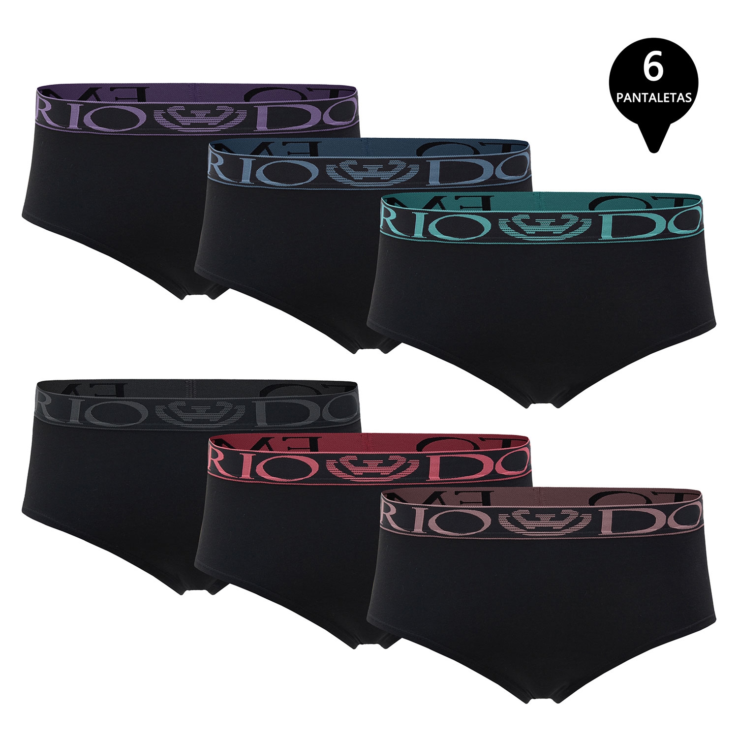 Giovacchino - Pack De 6 Calzones Bikini Tiro Alto Algodón Mujer