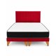 thumbnail image 1 of Set Cama 2 Plazas Felpa Roja con Colchón y Respaldo Acolchado 150x190 cm, 1 of 4