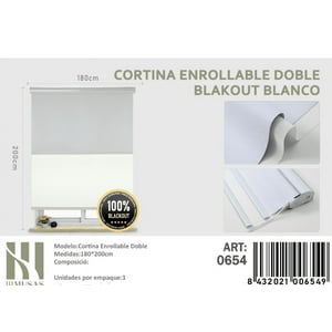 Mundo Shopping - Cortina Enrrollable Doble Blackout Jaspeado Blanco 180X200Cm