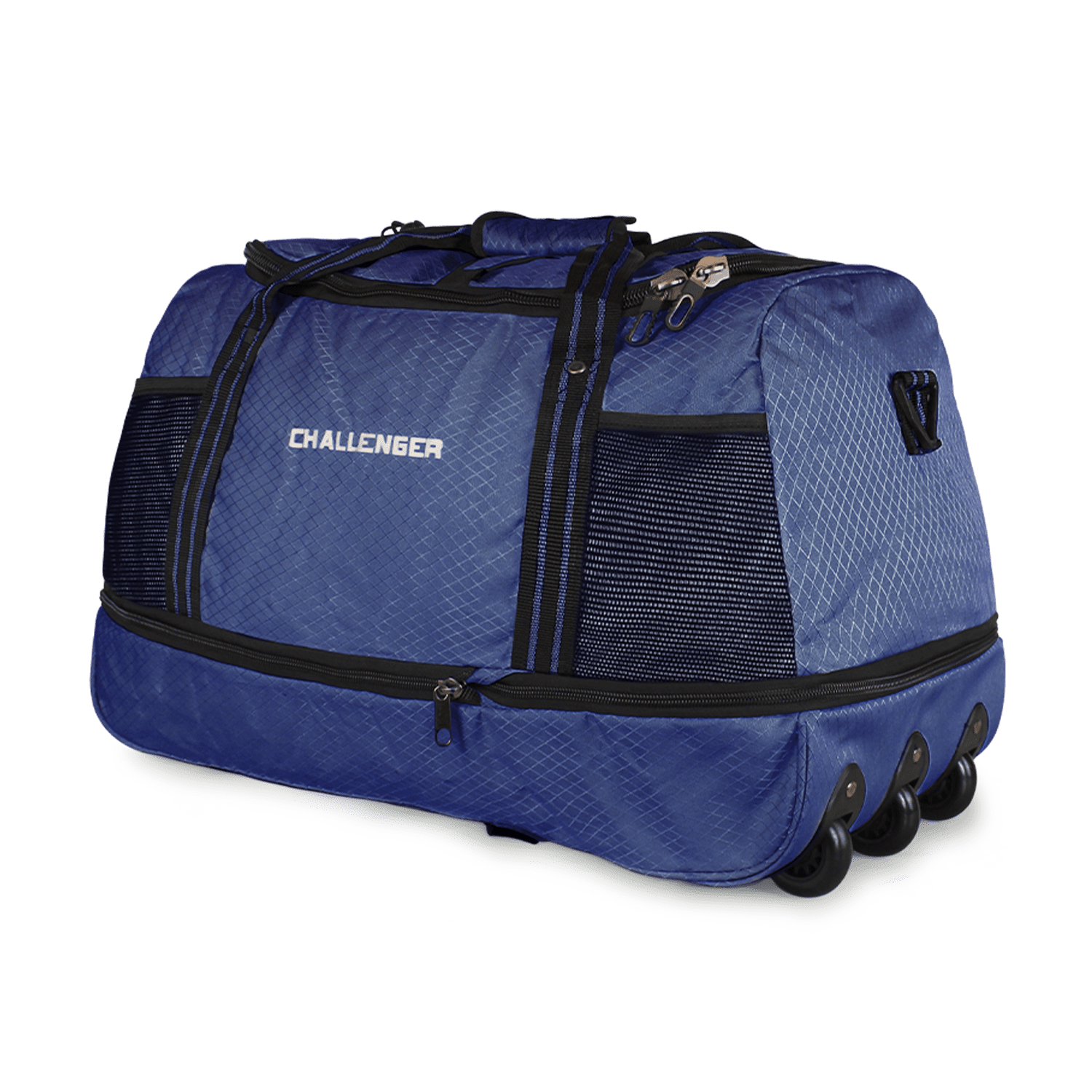 Bolso Tipo Mochila Con Ruedas + Candado Challenger Azul