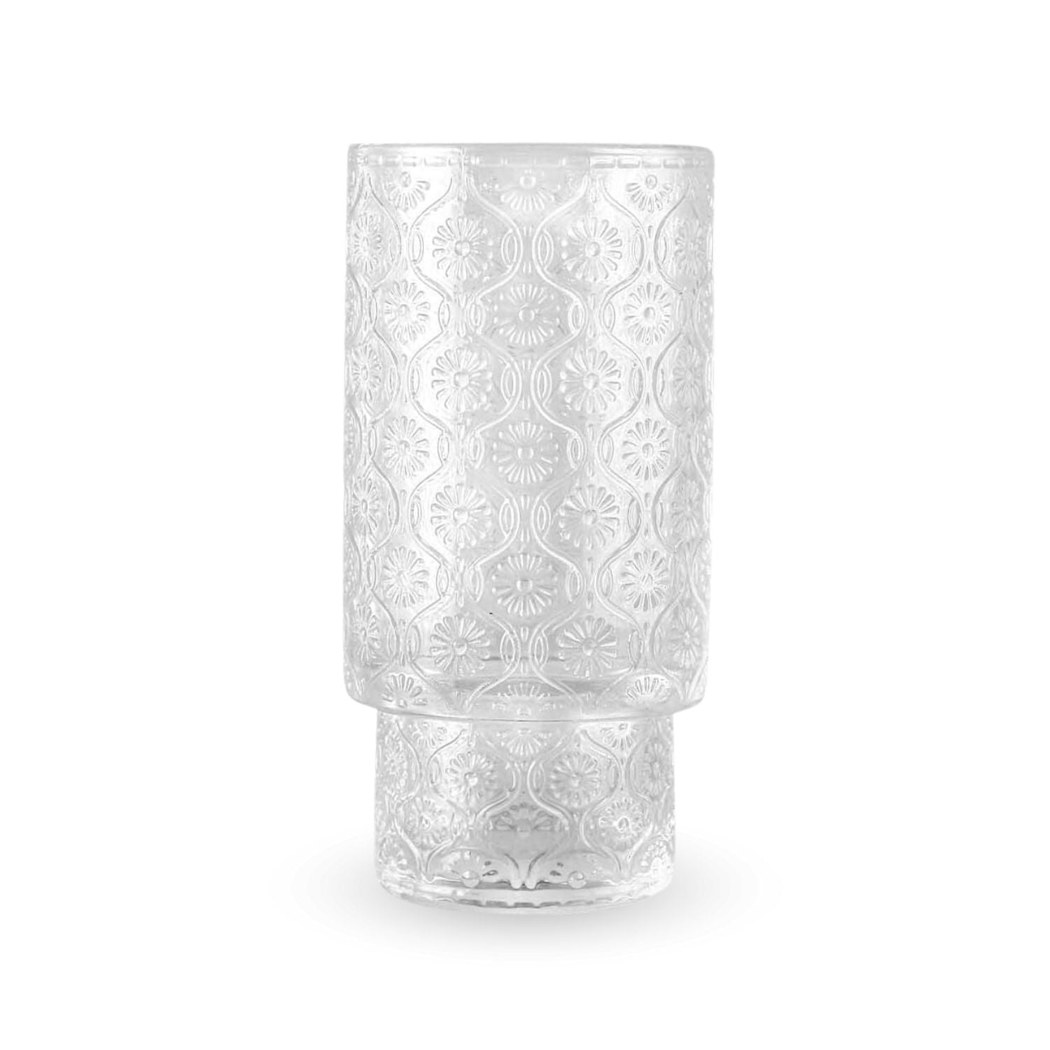 Santú Home & Deco - Vaso Vidrio Relieve Flor Begonia 280ml