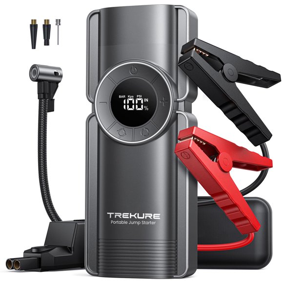 Arrancador portátil TREKURE 5000A con compresor de aire 150 PSI