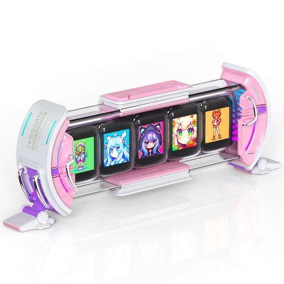 Reloj digital Divoom Times Gate con control de aplicaciones, color rosa