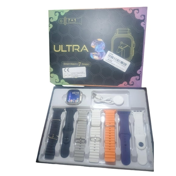 Reloj smartwatch inteligente 3 Ultra Negro - 7 Correas negro