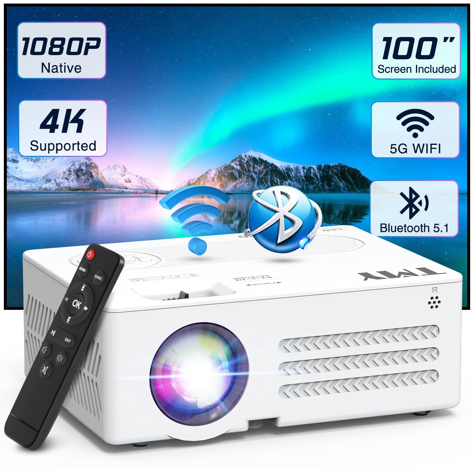 Proyector Tmy Con Wifi Y Bluetooth 1080p Native 4k