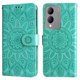 thumbnail image 2 of Funda tipo cartera FOXDOCK para Vivo Y17s , diseño girasol en relieve, cuero PU, cierre magnético, soporte y tarjetero, 2 of 5