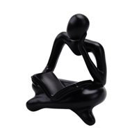 Magideal - Lector De Resina Estatua Decoración Mini Ornamento Figuras Artesanía Personas Escultura Regalo Moderno Para Mesa Sala De Estar Oficina Dormitorio , Negro