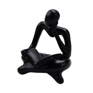 Magideal - Lector De Resina Estatua Decoración Mini Ornamento Figuras Artesanía Personas Escultura Regalo Moderno Para Mesa Sala De Estar Oficina Dormitorio , Negro