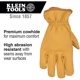 thumbnail image 2 of Guantes Trabajo Klein Tools 60604 Cuero Vacuno Talla L, 2 of 3