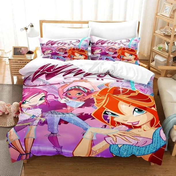Winx Saga Club Bedding Set Double Duvet Cover Comforter Pillowcase Boys Girls Adults Bedroom