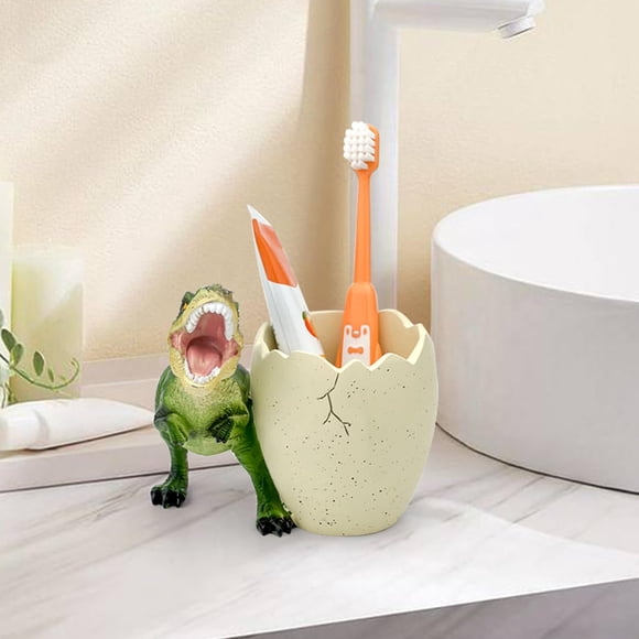 Porta cepillos de dientes FlidRunest 12 cm verde con diseño de dinosaurio