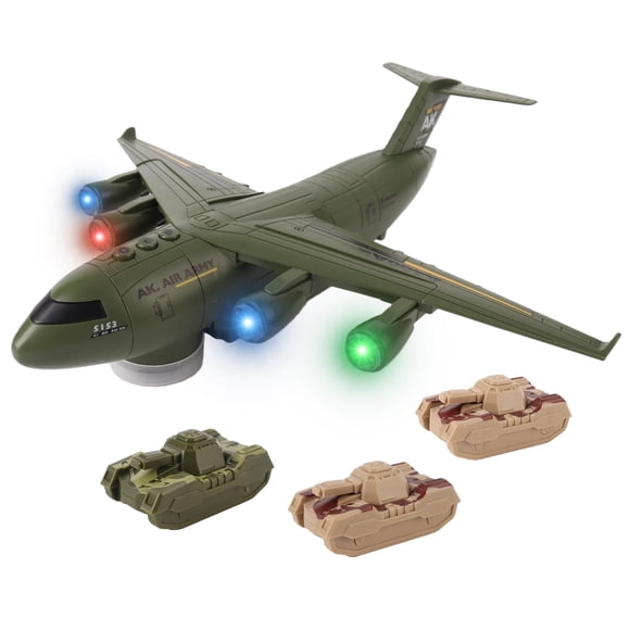 Avión de transporte militar | Juguete de avión para niños con luces y sonidos | Juguete de avión de