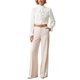 thumbnail image 2 of INSPIRE CHIC Blusa de Mujer con Volantes al Frente, Mangas Largas Abullonadas, Cuello Simulado, Ajuste Regular, Pequeña, Albaricoque, 2 of 5