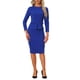 thumbnail image 1 of INSPIRE CHIC Vestido ajustado de mujer con peplum, atuendo de maestra para el regreso a clases, cuello redondo, manga larga, cintura alta, vestido de trabajo midi, azul real, talla L, 1 of 6