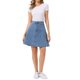thumbnail image 2 of INSPIRE CHIC Falda de Mujer de Cintura Alta Línea A Acampanada Casual de Mezclilla Azul XL, 2 of 5