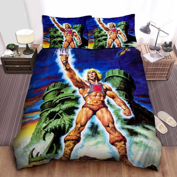He-man Holding Sword Quilt Duvet Cover Set Bedspread Bedding Double 3-Piece Bedding Set
