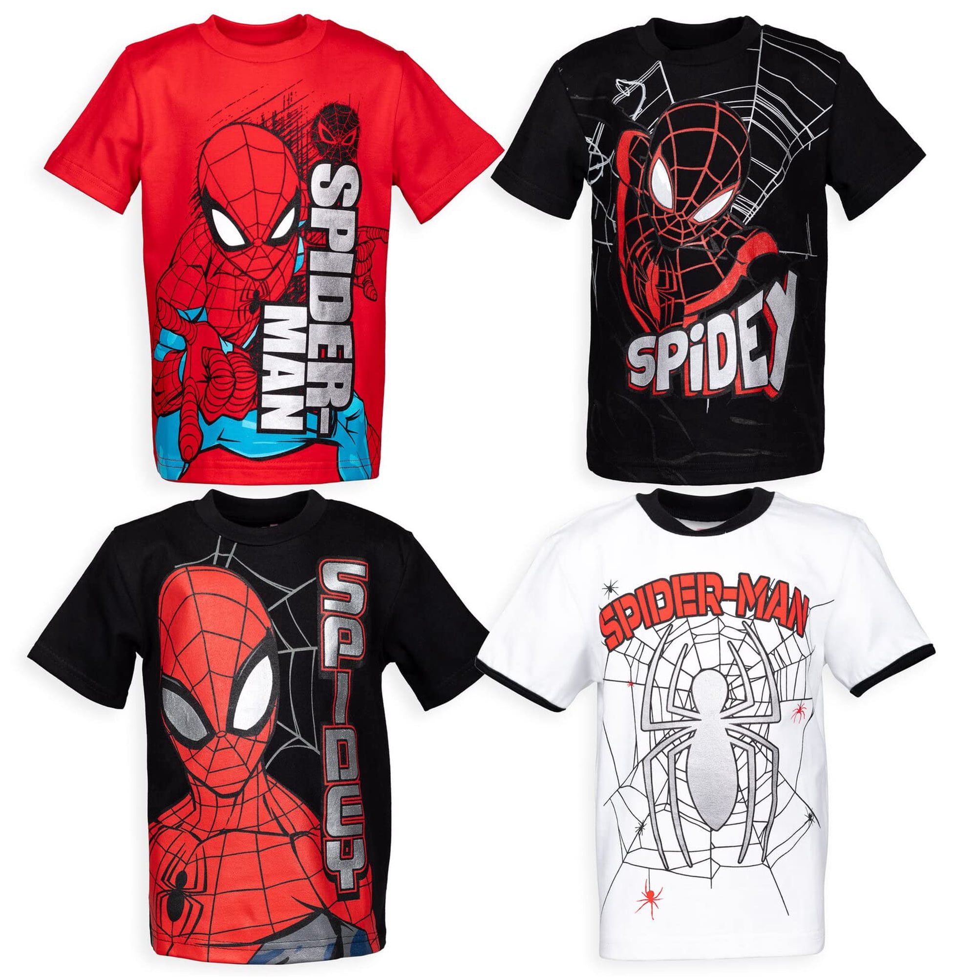 Pack De 4 Remeras Marvel Spider-man Para Niños