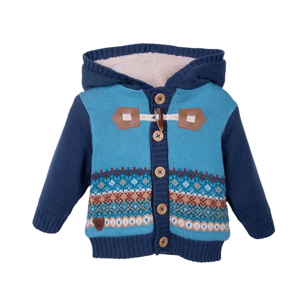 Chaleco Bebé Niño con Botones Forrado Tejido Jacquard Azul