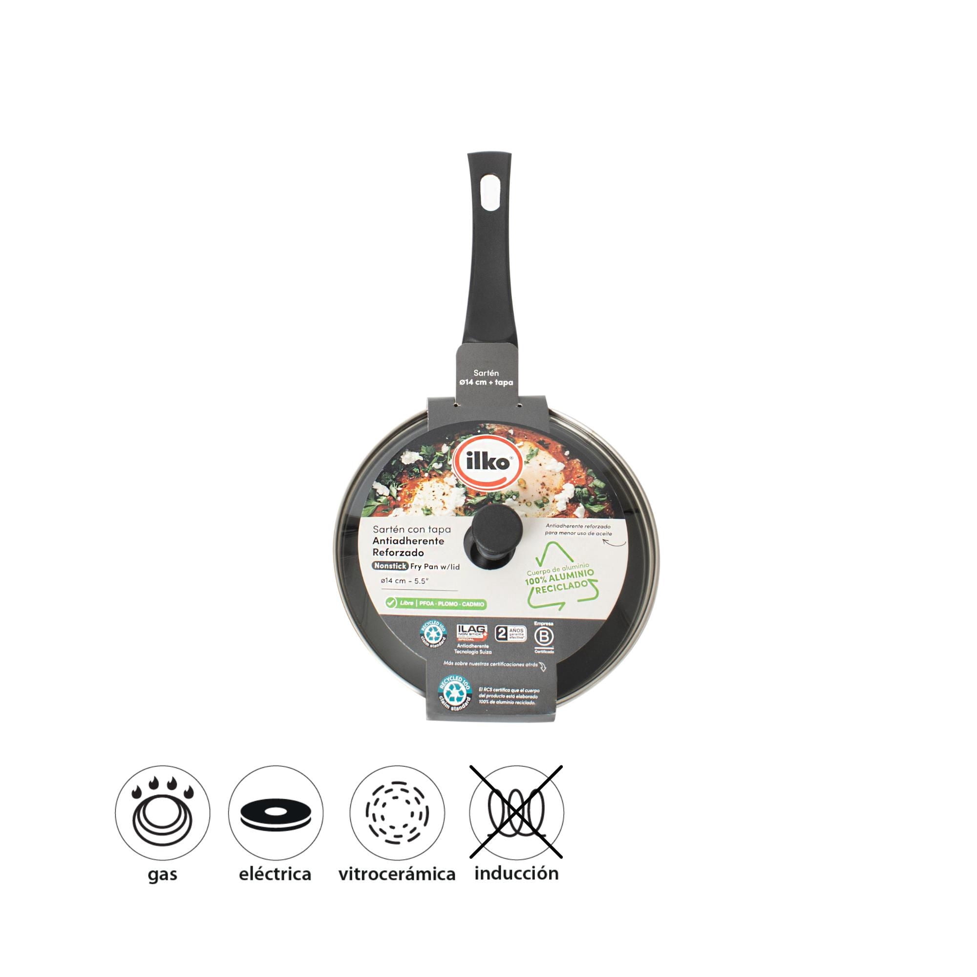 Ilko - Sartén Con Tapa 14 Cm Every Day Aluminio Reciclado Gris 2 Piezas