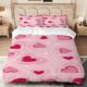 thumbnail image 1 of Pink Heart Wallpaper Print Bedding Set 100% Polyester Soft Skin-Friendly, 1 of 5