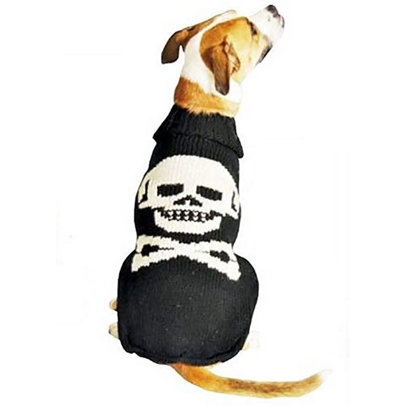 Jersey Chilly Dog Black Skull 100% lana para perros (talla XL)