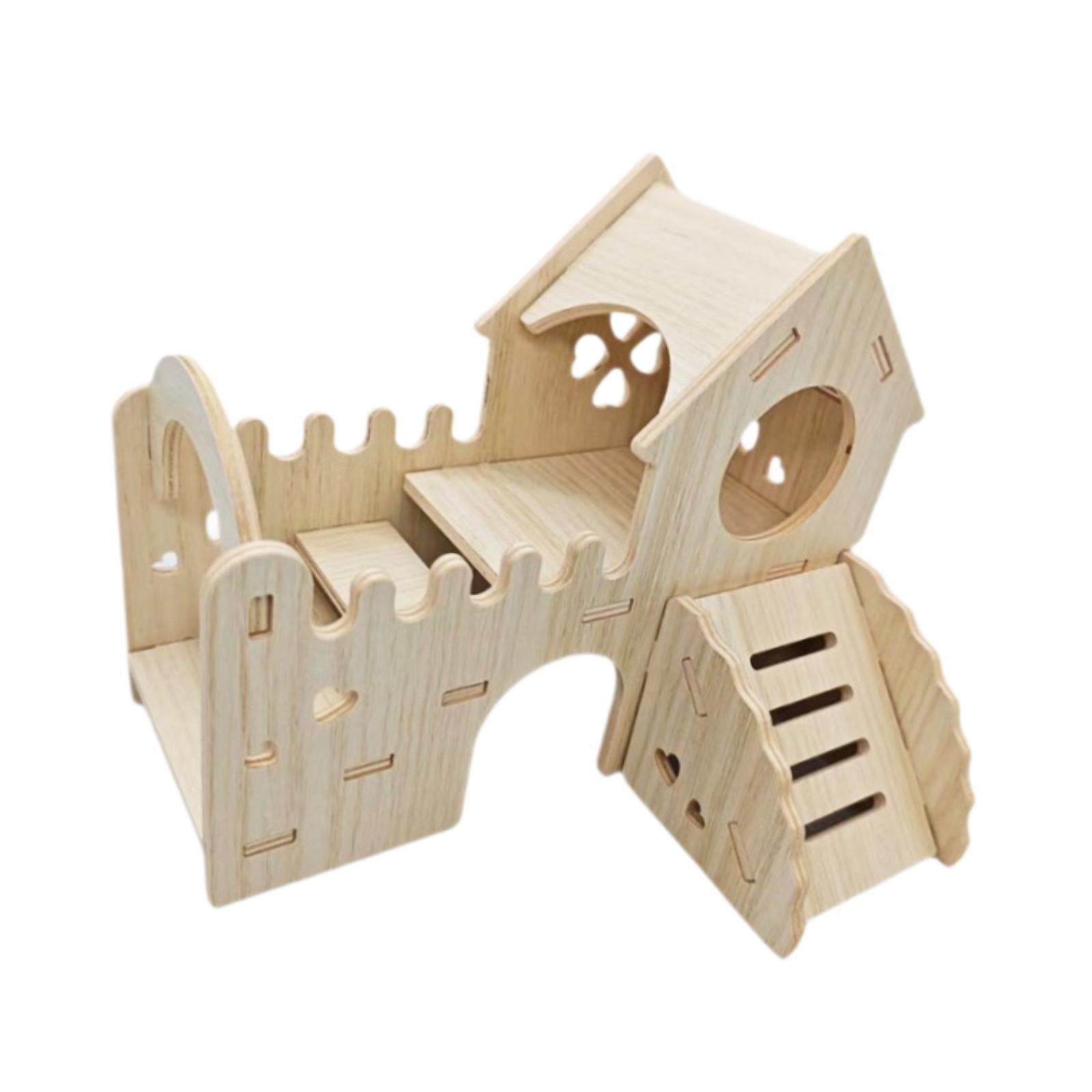 Ioensy - Casa De Madera Para Hámster, Divertido Refugio Para Ratones, Hámsters Y Mascotas Pequeñas.