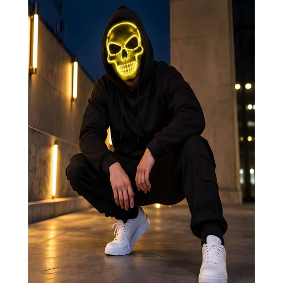 Mascara De Calavera Con Luz Led Para Halloween Y Fiestas