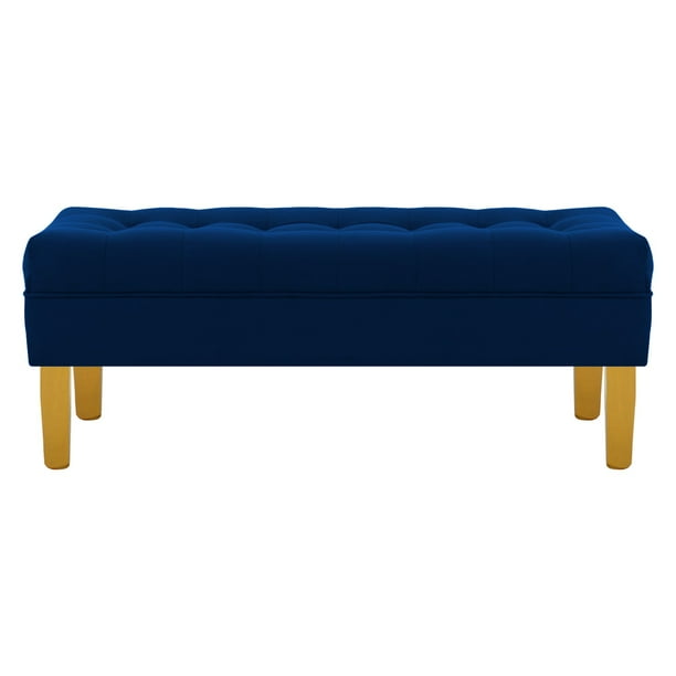 Banqueta Wood 2c Felpa 01 Azul Marino