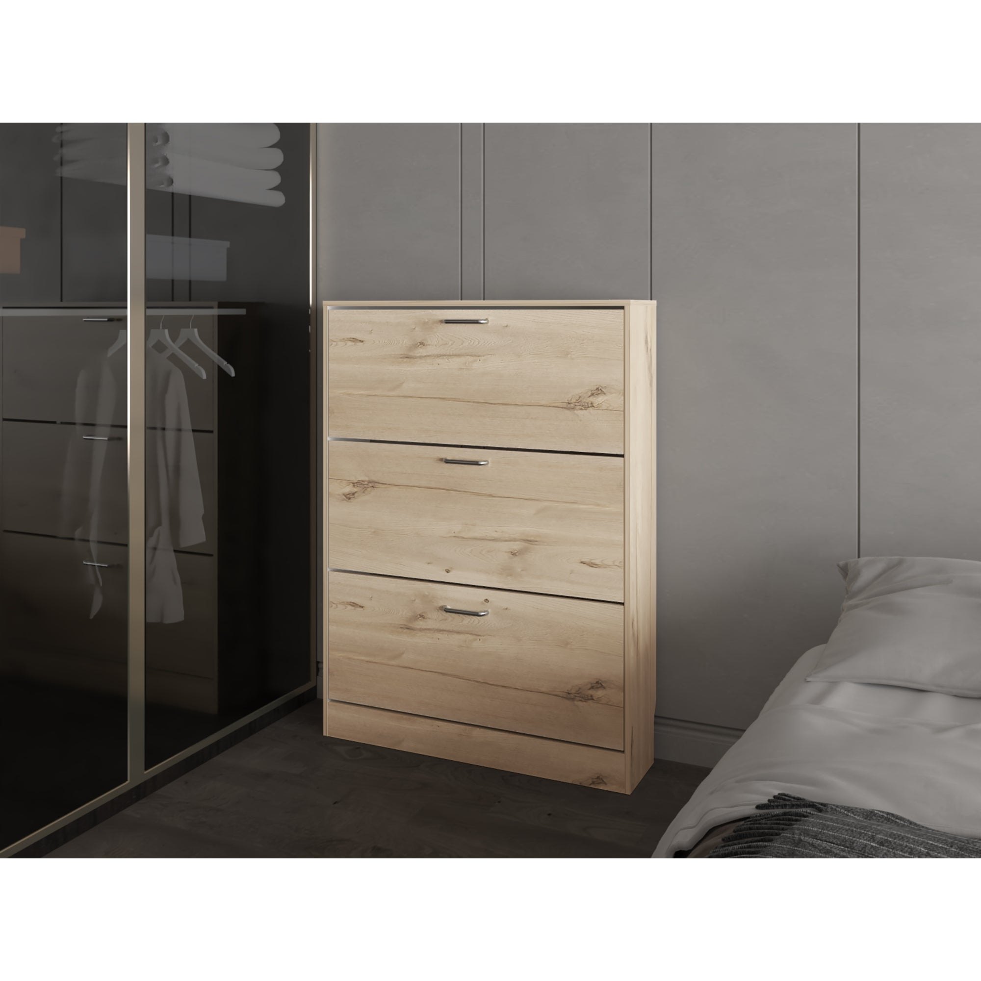 Tuhome - Zapatero Organizador Z Duna Y Blanco 128x94x24 Cm