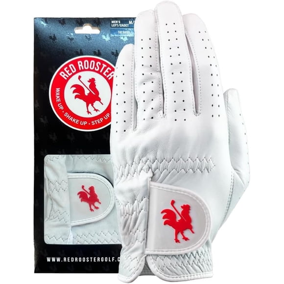 Guante de Golf RED ROOSTER Talla Grande Blanco de Cuero Cabretta
