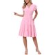 thumbnail image 2 of INSPIRE CHIC Vestido de Verano con Capas para Mujeres Cuello en V Línea A Fluyente Vestidos a la Rodilla L Rosa, 2 of 6