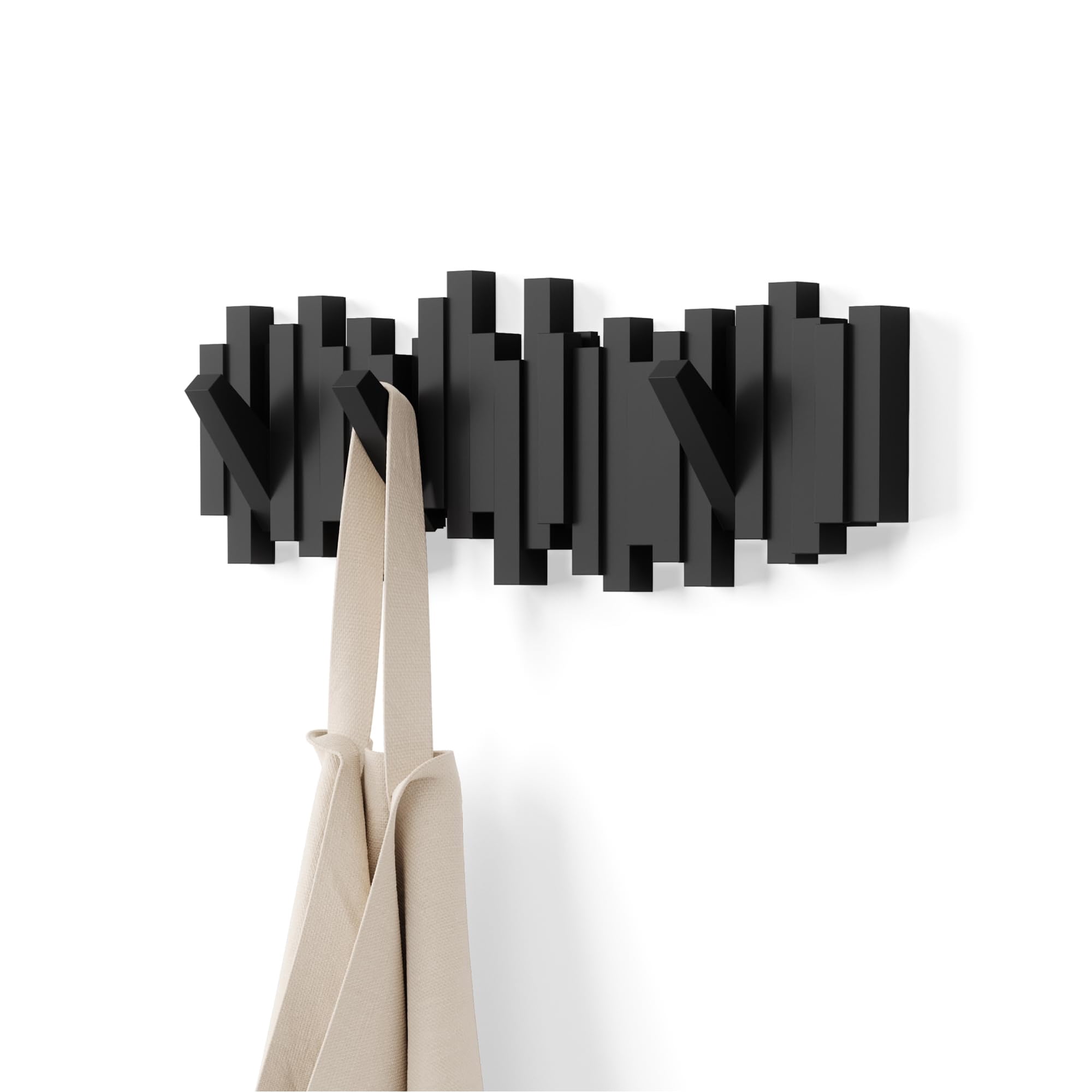 Perchero Umbra Sticks Para Colgar En La Pared Con 5 Pinzas, Color Negro