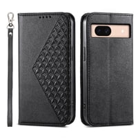 Funda Flip Foxdock Para Google Pixel 8A , Estilo Billetera Con Diseño Rombo, Correa De Mano Y Soporte, Uso Diario